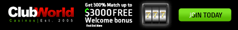300% Match and a $75 Free Chip at Club World!